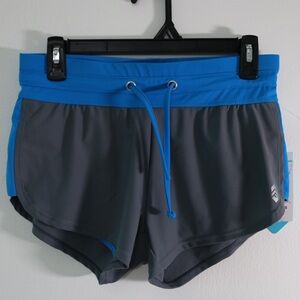 NWT Free Country Women's Swimming Athletic Shorts in Blue and Gray